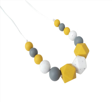 Teething Necklace Mustard, Grey & Granite 