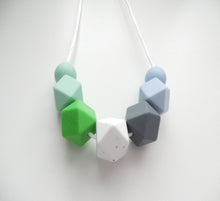 Load image into Gallery viewer, Teething necklace - Blue, Grey &amp; Green
