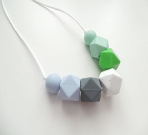 Teething necklace - Blue, Grey & Green