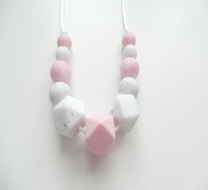 Teething Necklace Pink Marble & Granite