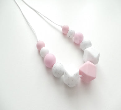 Teething Necklace Pink Marble & Granite 