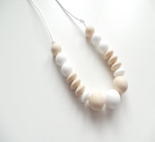Load image into Gallery viewer, Teething Necklace - Beige &amp; White 
