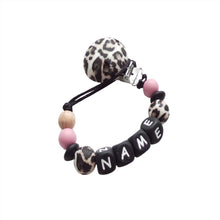 Load image into Gallery viewer, Personalised Dummy clip - Cheetah, Blush &amp; Black 
