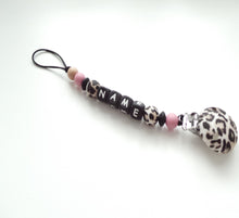 Load image into Gallery viewer, Personalised Dummy clip - Cheetah, Blush &amp; Black
