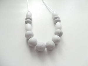 Teething Necklace - Marble & White