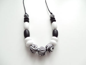 Teething Necklace - Zebra Print