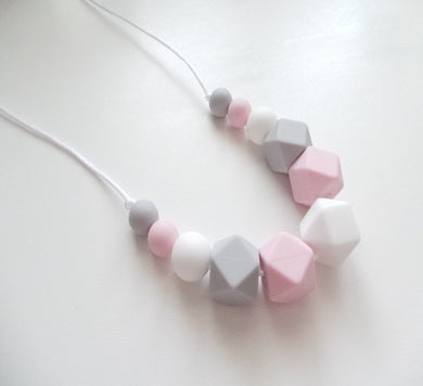 Silicone Pink & Grey Necklace