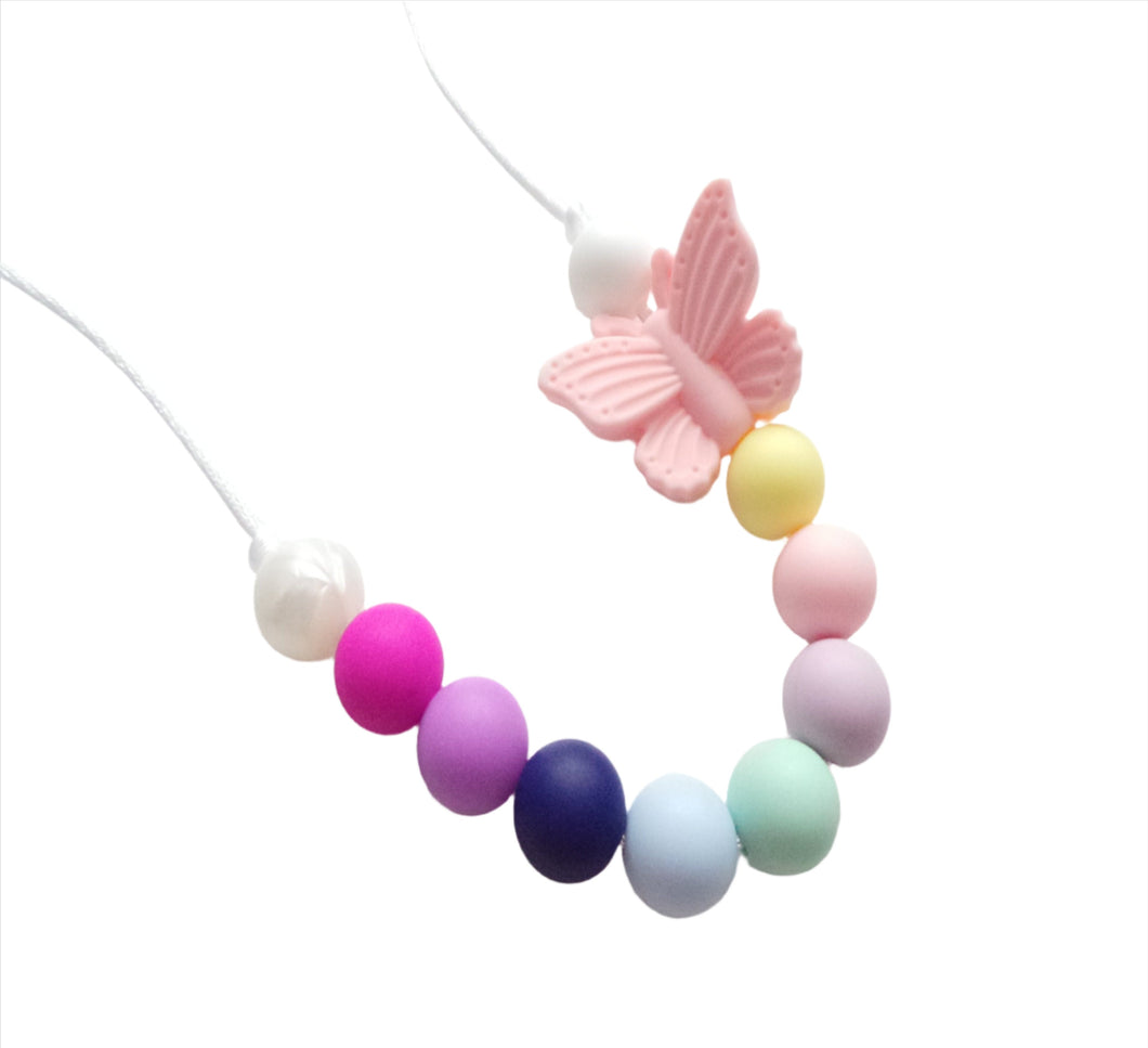 Pink Butterfly Kids Necklace