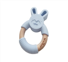 Load image into Gallery viewer, Personalised Bunny Teething Ring - Blue 
