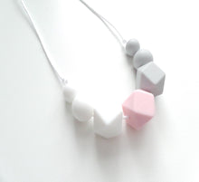 Load image into Gallery viewer, Teething Necklace Pink, white &amp; grey
