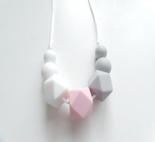 Load image into Gallery viewer, Teething Necklace White, Grey &amp; Pink

