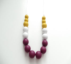 Teething Necklace Granite and Burgundy