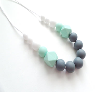 Teething necklace Mint, Grey & White