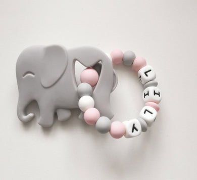 Grey & Pink Elephant Teether