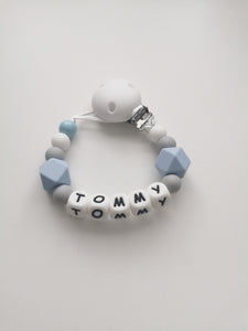 Personalised Dummy clip  & Teething ring Gift set - Heart - More colors available