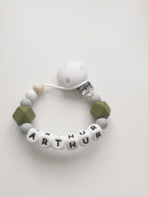 Load image into Gallery viewer, Personalised Dummy clip  &amp; Teething ring Gift set - Heart - More colors available
