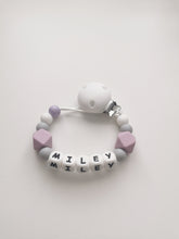 Load image into Gallery viewer, Personalised Dummy clip  &amp; Teething ring Gift set - Heart - More colors available
