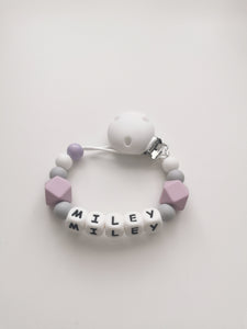 Personalised Dummy clip and Teething ring set - Elephant - More colors available