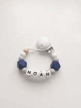 Load image into Gallery viewer, Personalised Dummy clip  &amp; Teething ring Gift set - Heart - More colors available
