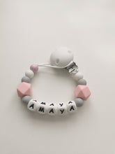 Load image into Gallery viewer, Personalised Dummy clip and Teething ring set - Elephant - More colors available
