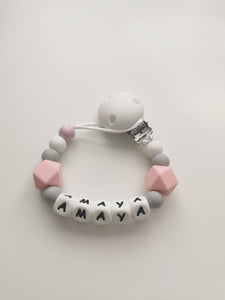 Personalised Dummy clip and Teething ring set - Elephant - More colors available