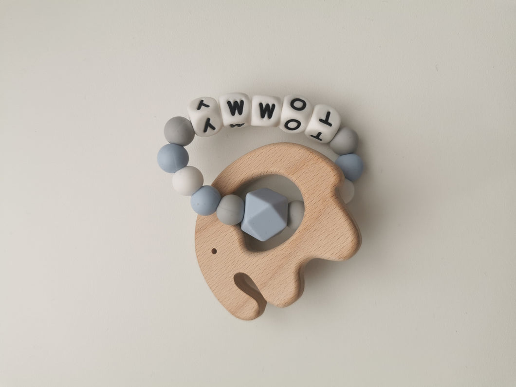 Personalised  Elephant Teething Ring - More colors available