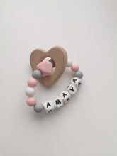 Load image into Gallery viewer, Personalised Dummy clip  &amp; Teething ring Gift set - Heart - More colors available
