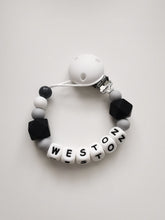 Load image into Gallery viewer, Personalised Dummy clip and Teething ring set - Elephant - More colors available
