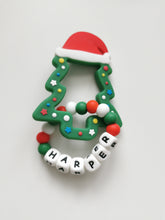 Load image into Gallery viewer, Personalised Silicone Christmas Tree Teething Ring
