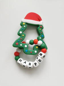 Personalised Silicone Christmas Tree Teething Ring