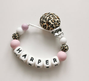 Leopard & Pink Dummy clip