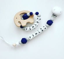 Load image into Gallery viewer, Personalised Dummy clip &amp; Elephant Teether 
