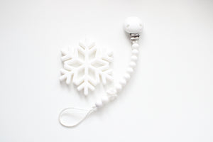 Christmas Baby Gift - White Dummy clip & Snowflake