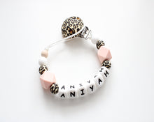 Load image into Gallery viewer, Personalised dummy clip - Leopard print &amp; Peach
