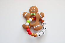 Load image into Gallery viewer, Personalised Silicone Christmas Gingerbread Man  Teething Ring
