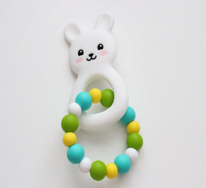 Bunny Teething ring - Teal & Green