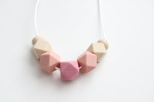 Teething necklace - Beige & Dusky pink