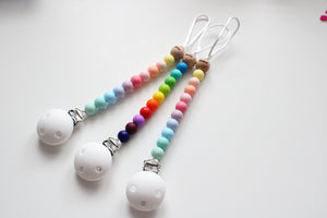 Personalised Bright Rainbow Dummy Clip