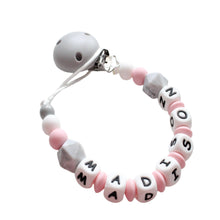 Load image into Gallery viewer, Personalised Dummy clip - Pink &amp; Grey
