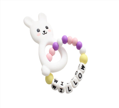 Personalised bunny teething ring