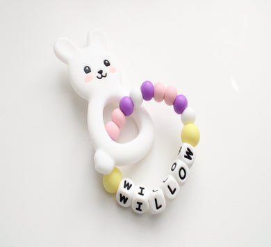 Personalised bunny teething ring