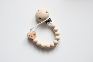 Engraved Heart Silicone Dummy clip- More colours available