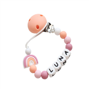 Personalised Dummy clip - Rainbow Peach