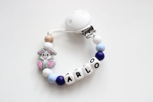 Personalised Dummy Clip - Bunny Blue