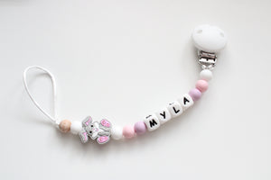 Personalised Dummy Clip - Bunny Pink