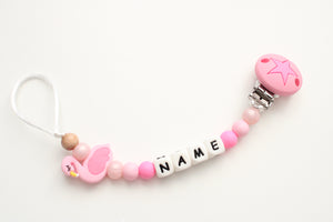 Personalised  Dummy Clip - Pink Flamingo