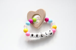 Personalised Teething Ring - Bright colours