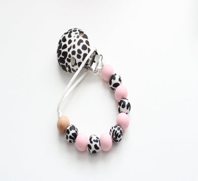Cow print & Pink dummy clip