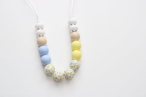 Teething necklace - Floral & Pale Blue