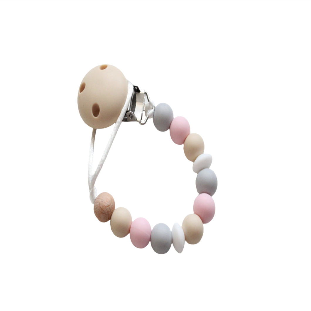 Beige, Pink & Grey Dummy clip 